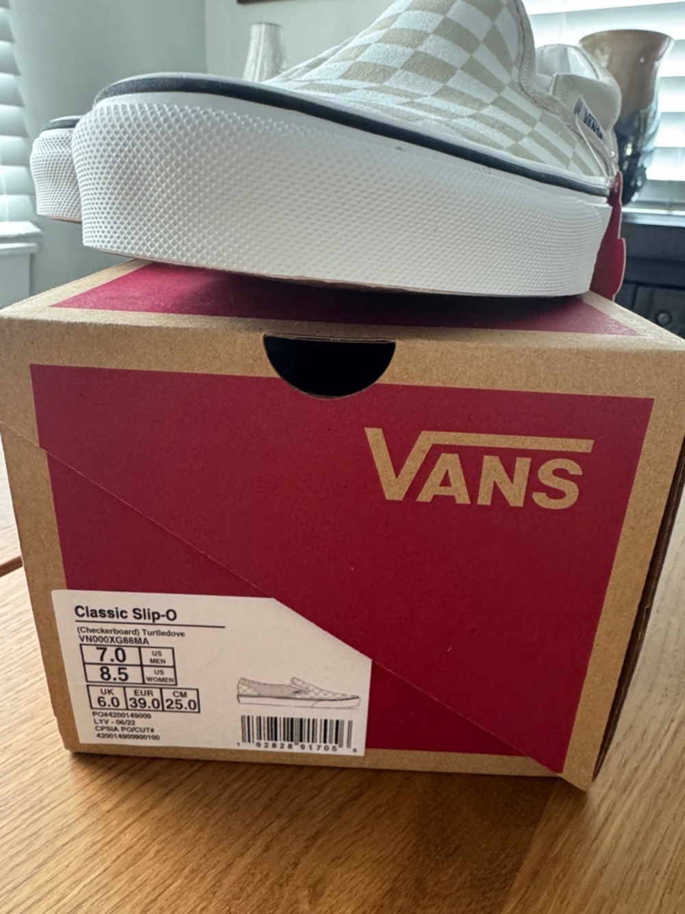 Vans Checkerboard Slip-On in Cream and White - Picture 2 of 3